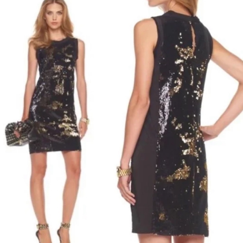 Michael Michael Kors women’s black gold sequin sleeveless mini dress